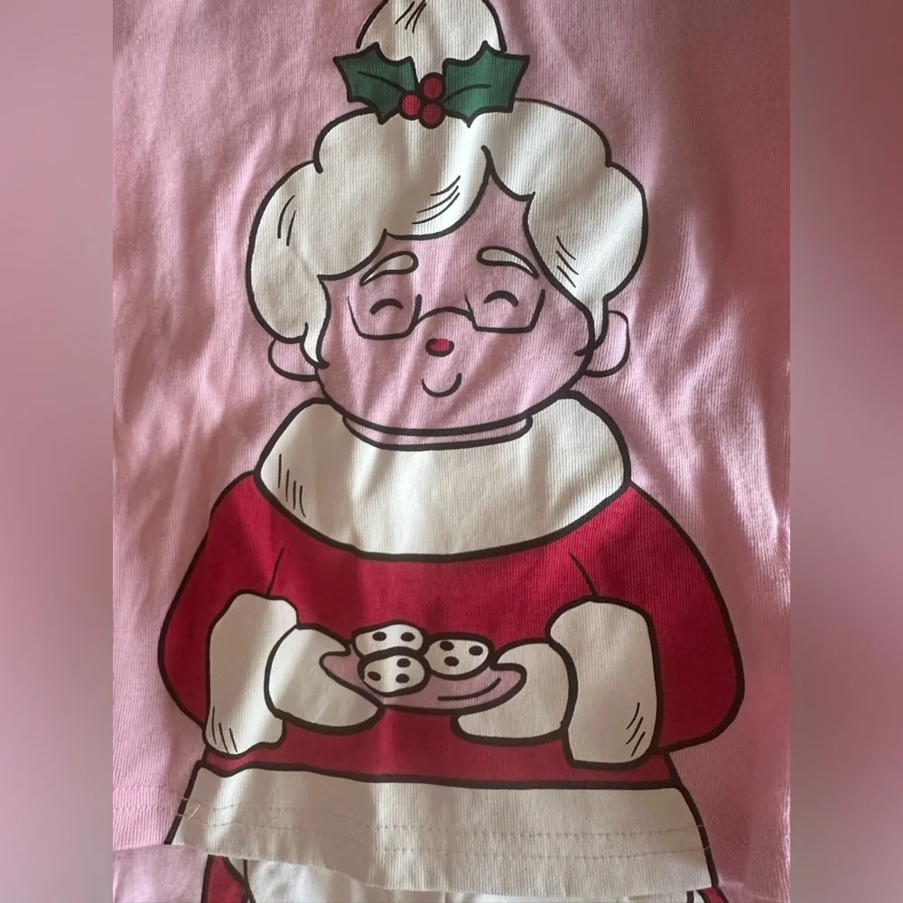 Carter's Girl’s 3T Pink Mrs. Claus w. Cookies Kids 2-Piece ChristmasPajama Set.